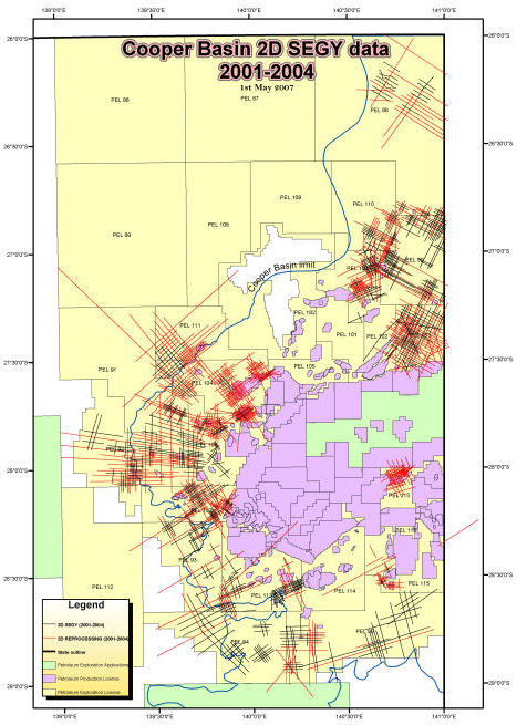 2D SEGY data low-res data map - 2001-2004
