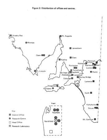 Distribution of offices and centres for Department of Agriculture (SA)