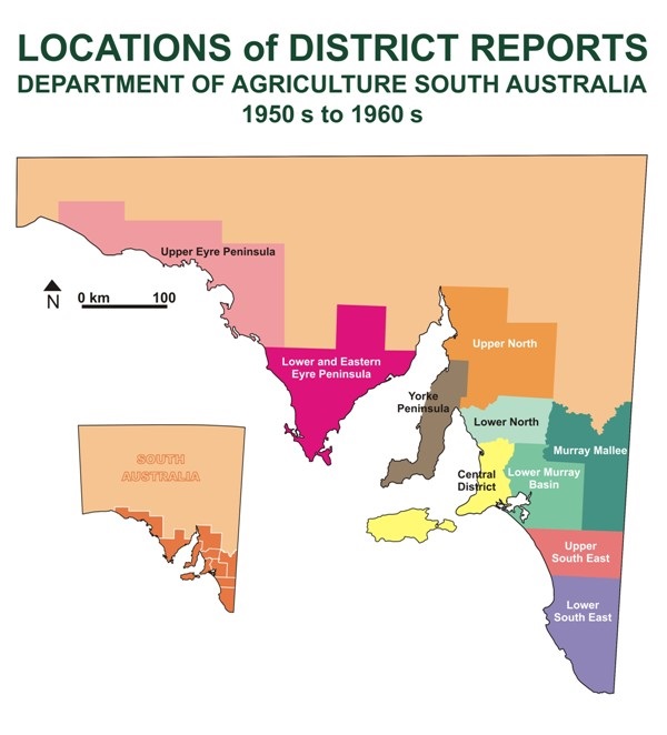 Locations of District Reports - Dept of Agriculture SA (1950's to 1960's)