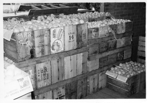 Bushel boxes of apples for local marketing %u2013 1960%u2019s.
