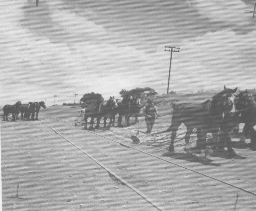 Public utilities were also impacted - Clearing sand of the railway at Nunkeri, in the 1940s