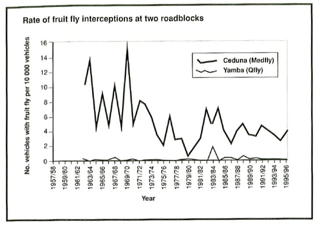 Rate of fruit fly interceptions